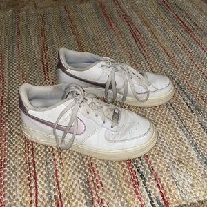 Womens Cream and Rose Gold Airforce 1’s